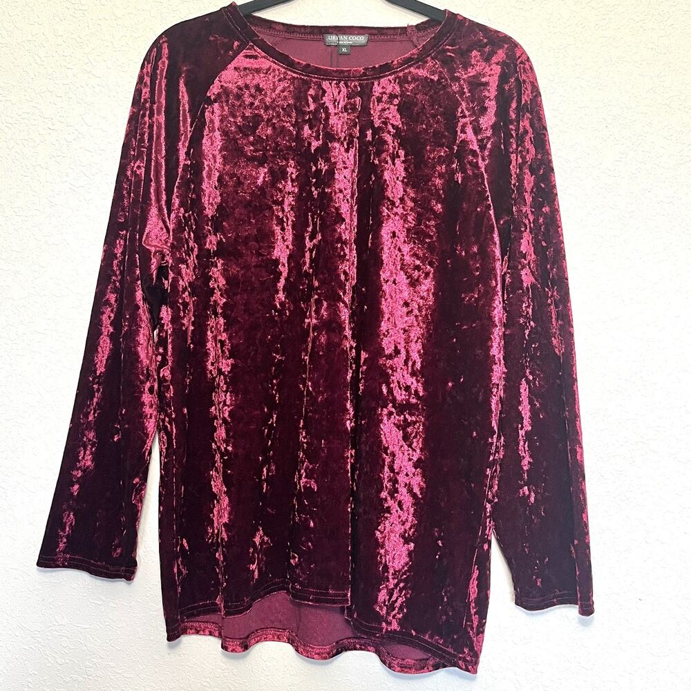NEW Burgundy Crushed Velvet Long Sleeve Top XL Whimsigoth Dark Romantic Witchy